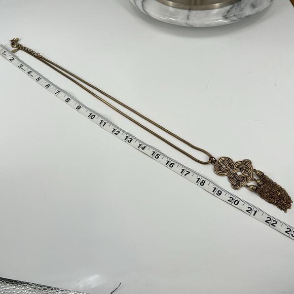Chicos Celtic knot tassel pendant long necklace - Picture 5 of 5